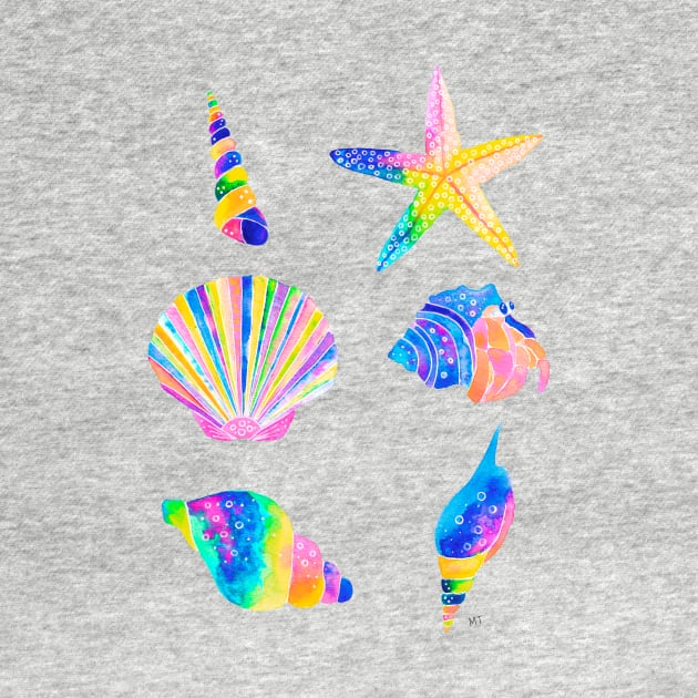 Seashells Pattern - Bright Rainbow by monitdesign